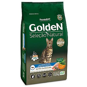 Ração Golden Seleção Natural Gatos Castrados Frango com Abóbora e Alecrim 10,1 kg