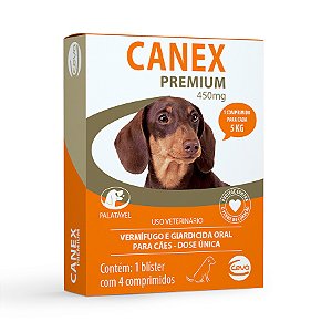 Vermífugo Ceva Canex Premium 450mg 5kg Com 4 Comprimidos
