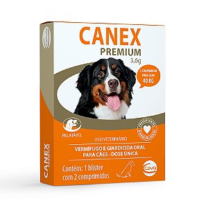 Vermífugo Ceva Canex Premium 3,6g 40kg Com 2 Comprimidos