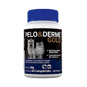 Suplemento Pelo E Derme Gold Vetnil Para Cães E Gatos 60comprimidos