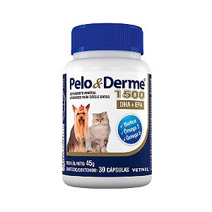 Suplemento Pelo E Derme 1500mg Dha+epa Vetnil Para Cães E Gatos 30 Cápsulas
