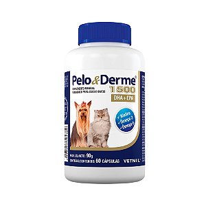 Suplemento Pelo E Derme 1500mg Dha+epa Vetnil Para Cães E Gatos 60 Cápsulas