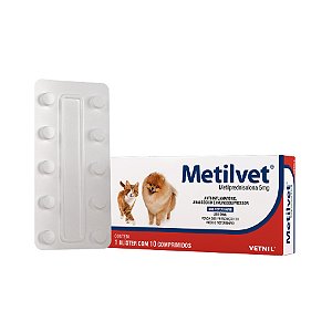 Anti-inflamatório Metilvet 5mg 10 Comprimidos Para Cães E Gatos