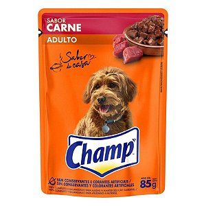 Raçao Umida Sache Champ Caes Adulto Carne 85g