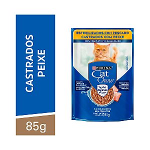 Ração Umida Sache Cat Chow Gatos Catrados Peixe 85g