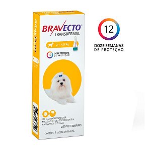 Antipulgas E Carrapatos Bravecto Transdermal 112,5mg Para Cães De 2 A 4,5kg - Msd Saúde Animal