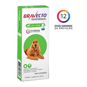 Antipulgas E Carrapatos Bravecto Transdermal 500mg Para Cães De 10 A 20kg - Msd Saúde Animal