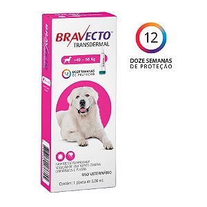 Antipulgas E Carrapatos Bravecto Transdermal 1400mg Para Cães De 40 A 56kg - Msd Saúde Animal
