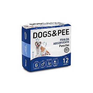 Fralda Descartável Dogs&amp;pee Cães Machos G 12unid