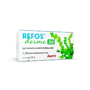 Suplemento Alimentar Avert Refos Derme 30 Cães E Gatos 30 Comprimidos