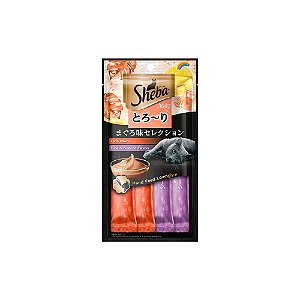 Petisco Sheba Cremoso Sabores Atum E Atum E Camarão Gatos Adultos 4 Unidades