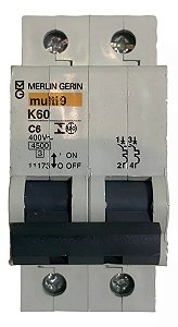 Disjuntor Merlin Gerin K60 C6 - Bipolar 400v Multi 9