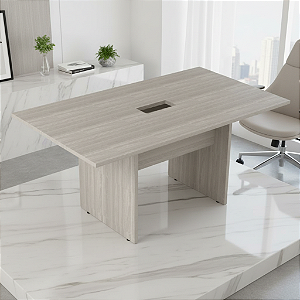 Mesa De Reunião Retangular 250X110 Com Caixa De Tomada Fresno/Fresno