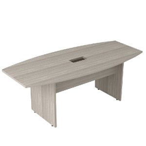 Mesa Reunião Semi Oval 300X120 Com Caixa De Tomada 25mm Fresno/Fresno
