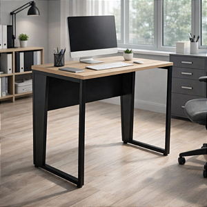 Mesa de Escritório 90x60 Reta Industrial Compacta Tampo de 30mm