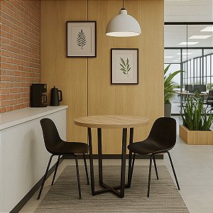 Mesa de Reunião Redonda 110cm Industrial para Escritório Compacta