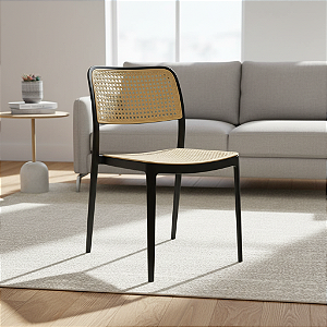 CADEIRA LONDRINA PRETO+RATTAN