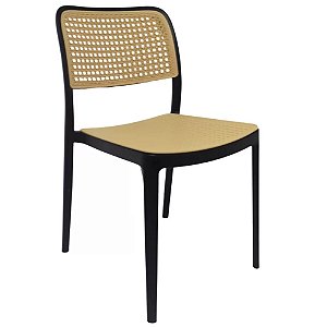 CADEIRA LONDRINA PRETO+RATTAN
