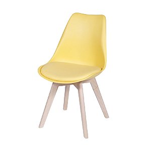 Cadeira com Almofada PU Base em Madeira Conforto para Sala de Jantar Escritório