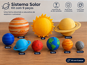 Kit Sistema Solar Educativo com Base - 9 Peças