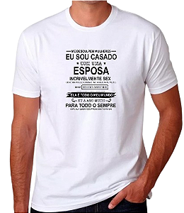 CAMISETA TRADICIONAL GOLA C - MACULINA  - SOU CASADO - 100% POLIESTER