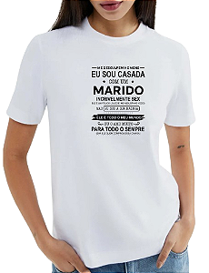 T-SHIRT FEMININO CLASSIC - GOLA C - SOU CASADA - 100% POLIESTER