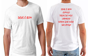 CAMISETA MASCULINA - DEUS É BOM - 100% POLIESTER