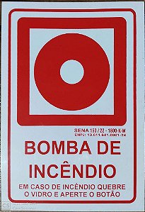 PLACA INDICATIVA DE BOTOEIRA DE BOMBA DE INCÊNDIO (BRANCA)