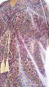 Kafta longa estampada Lilás/rosa