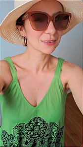 Vestido longo trapézio verde