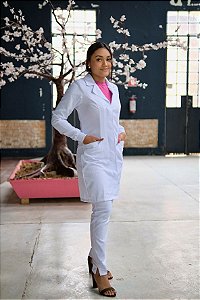 Jaleco Gola Blazer Feminino Branco Acinturado