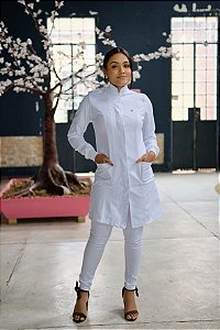 Jaleco Gola Padre Feminino Branco Acinturado