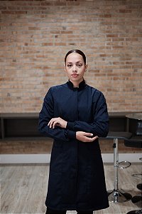 Jaleco Gola Padre Feminino Azul Marinho Acinturado