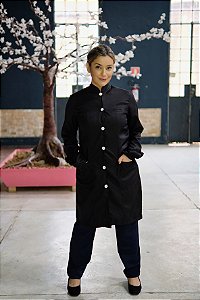 Jaleco Gola Padre Feminino Elegance Preto