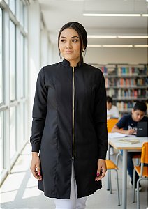 Jaleco Feminino Gola Padre Dinamic Preto