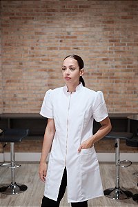 Jaleco Profissional Feminino com Zíper E Manga Princesa Branco