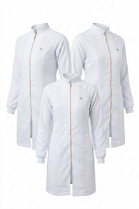 Kit Jaleco Feminino Gola Padre Manga Raglan Branco