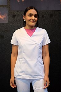 Camisa Scrub Feminina Branca | Conforto e Elegância | Via Branco