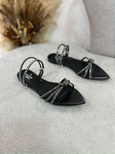 Sandália Bico Folha Preta