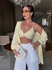 CONJUTO CAMISA E CROPPED CANDY