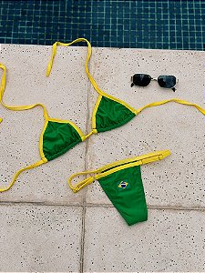 Biquíni Brasil Verde com Detalhes em Amarelo