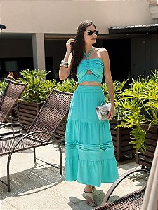 Conjunto Saia Vitória Turquesa