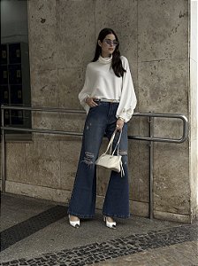 Blusa de Tricô Modal Listrada Premium