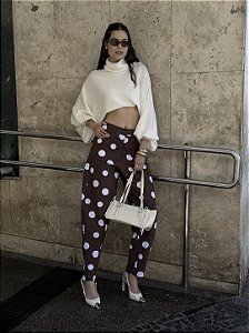 Calça Feminina Estampa Poá Cacau