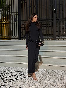 Vestido Mid Gringa Preto Alongado