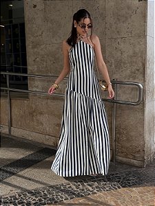 Vestido Longo Riviera Listrado Feminino