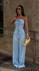 Conjunto Corset Feminino Azul Claro