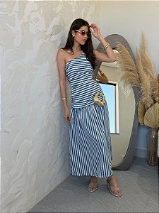 Vestido Madri Longo Listrado Feminino