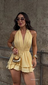 Macaquinho Chiffon Feminino Amarelo