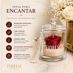 Vela Aromática Rosa Encapsulada com Cúpula de Vidro